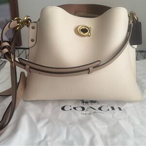 Coach Ivory Leather Shoulder Bag with Gold Accents